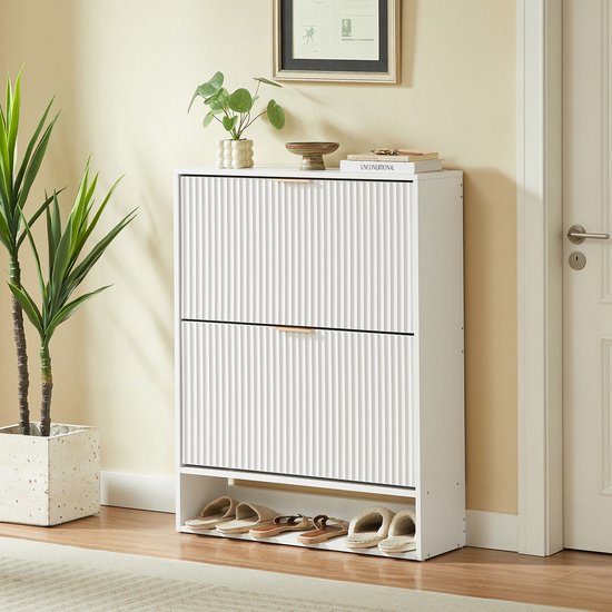 STILVORA Schoenenkast - Smalle Kast Met Verstelbare Planken En Kantelbeveiliging - Voor Hal En Entree - Spaanplaat En Metaal - Wit - 80 X 24 X 102 Cm — afbeelding 2