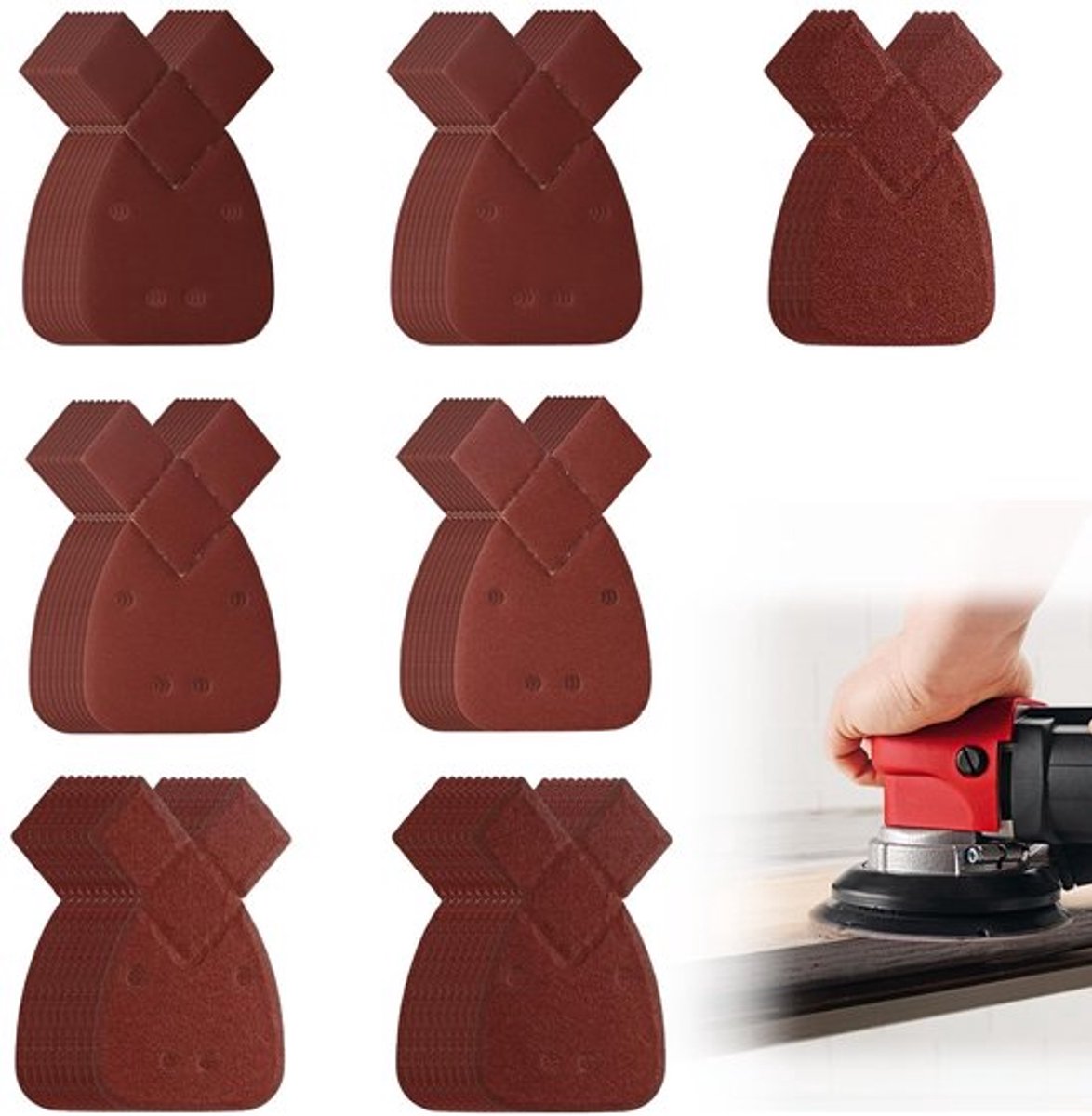 Muis Sander Pads - Schuurpapier Set - Duurzaam en Sterk - 65 Stuks - Geschikt voor Elektrische Sanders - 40 60 80 120 180 240 320 Grit