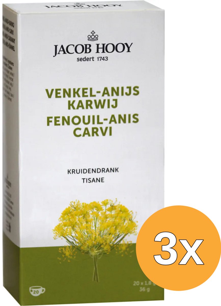 3x Jacob Hooy Venkel/Anijs/Karwij Thee Gold (20 stuks)