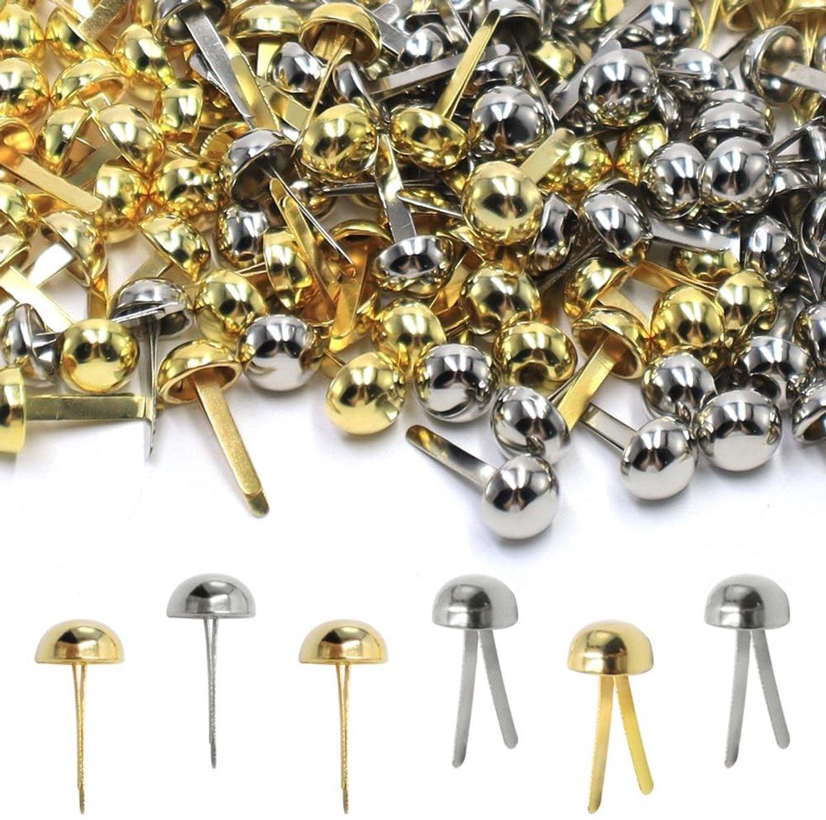 Solidchoice - 400 Stuks Ronde Hoofd Patroon Clips in Goud en Zilver