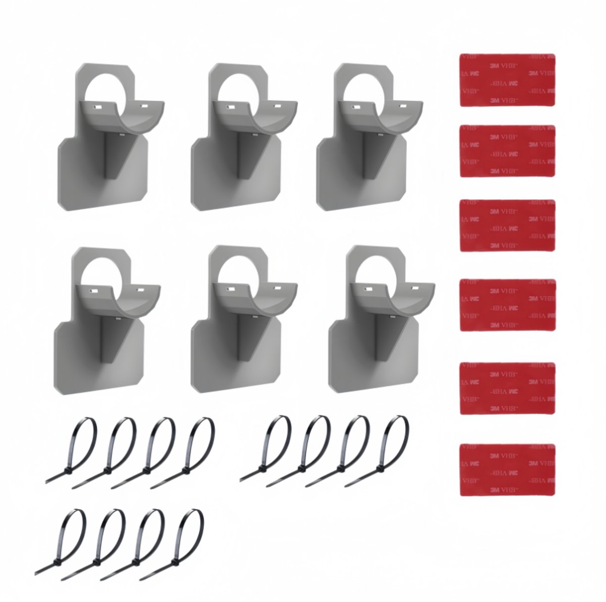 6 stuks zwembadslanghouders-zwembadbuishouders, zwembadslangaccessoires met anti-lek-anti-scheur- en anti-rekfunctie-6 zelfklevende achterkantjes en 12 kabelbinders (30-37 mm)