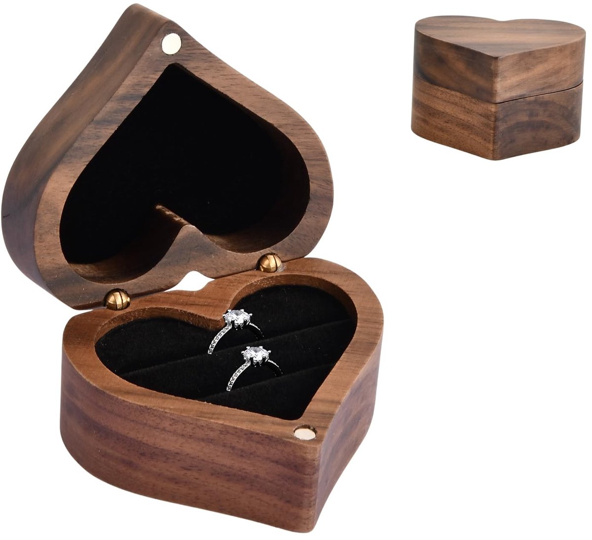 Solidchoice - Houten Ringdoos met 2 Slots voor Trouwringen