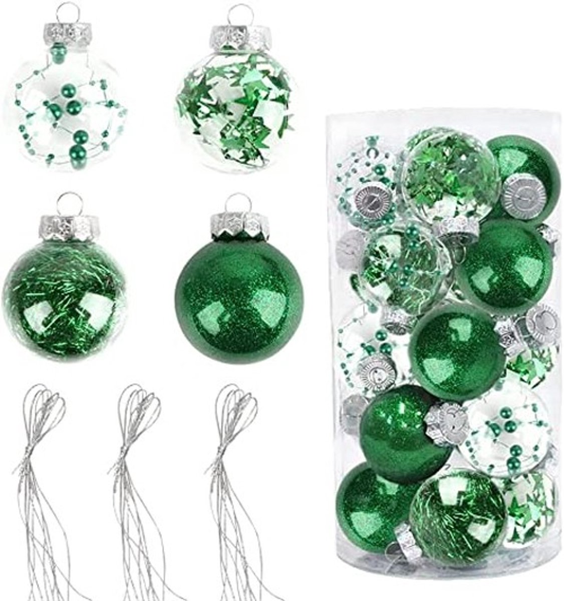 Solidchoice - Set van 20 Plastic Kerstballen voor Boomdecoratie (Groen)
