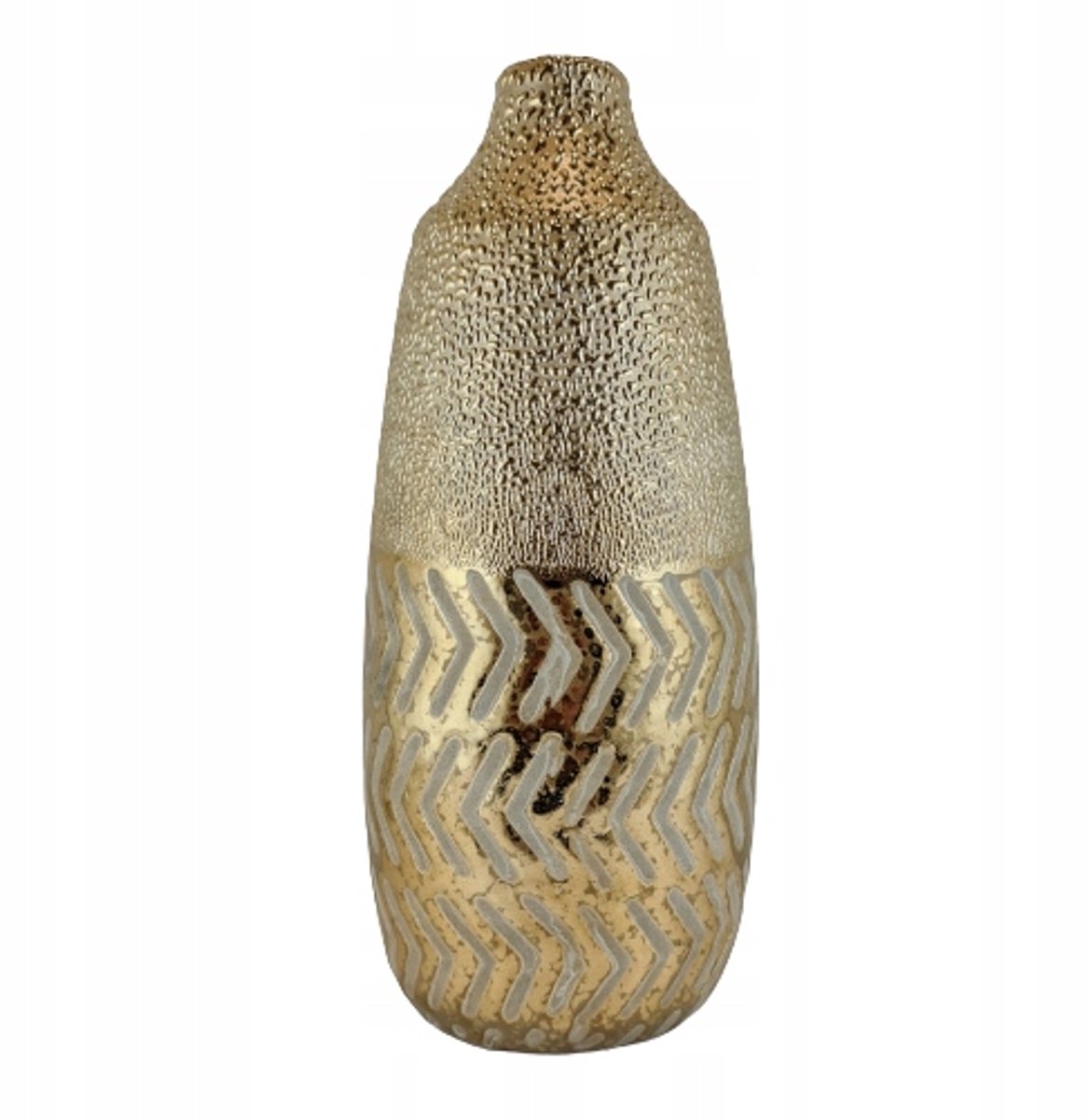 Gouden Decoratieve Vaas 25 cm met Reliëf - Stijlvolle Woondecoratie