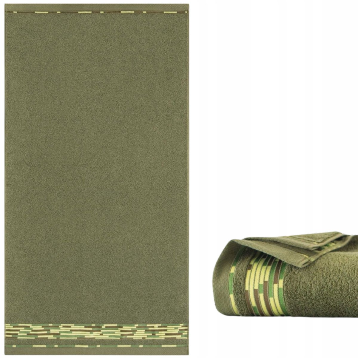 Zwoltex Grafic Olijfgroene Handdoek 30x50cm - Egyptisch Katoen