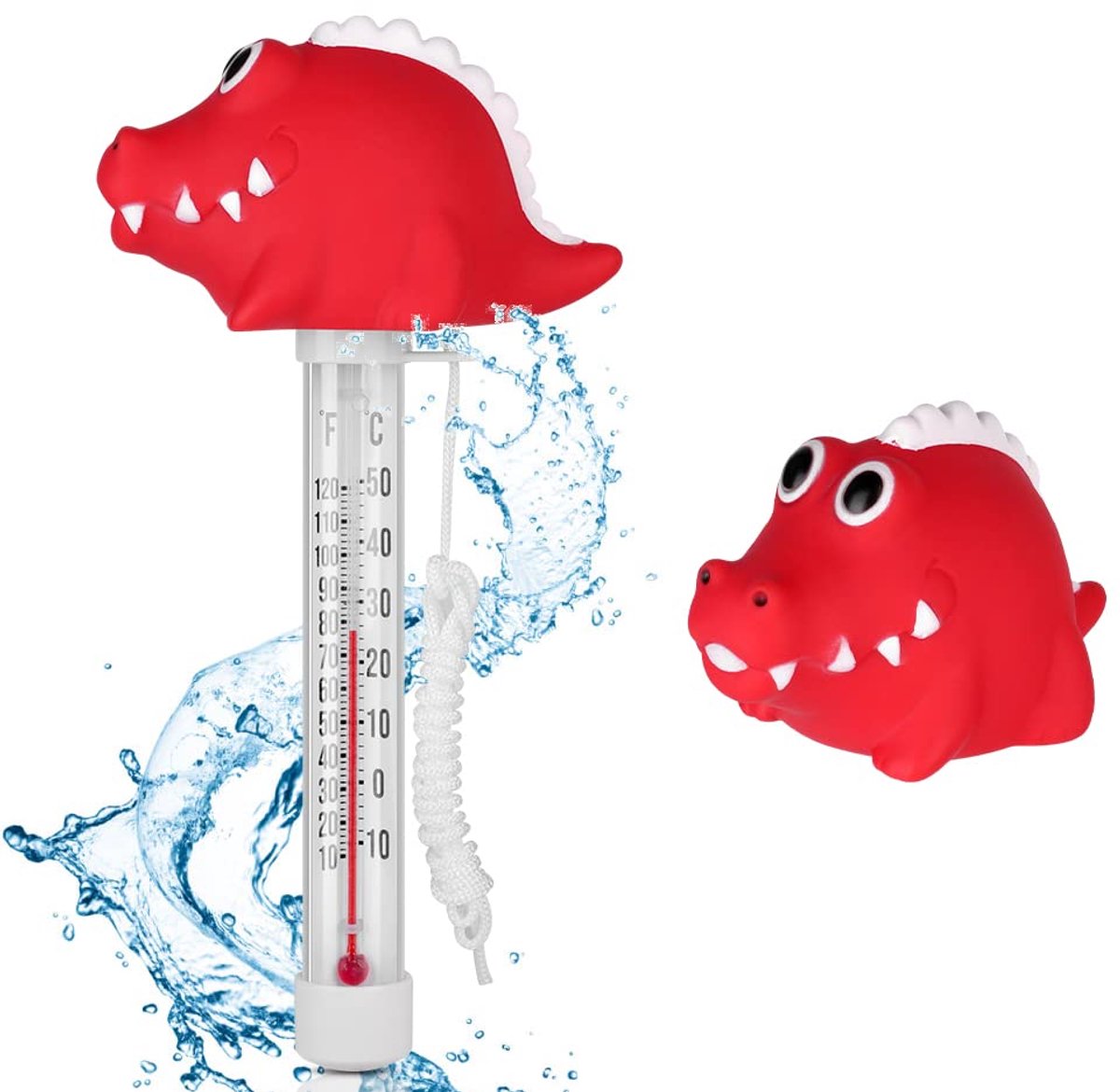 Zwembadthermometer Drijvend - Rode Dinosaurus - Schattig ontwerp - Perfect voor zwembaden en babybadjes - SnelShoppen