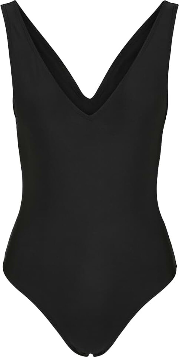 Classics Dames badpak van gerecycled polyester met hoge pijpen, Ladies Recycled High Leg Swimsuit Badpak, maten XS - XL, zwart, S