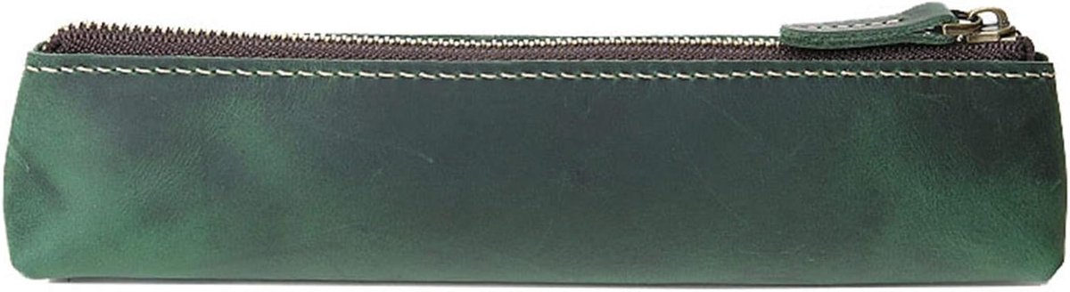 Leren Pennenetui - Etui Meerkleurig - Dagelijks Gebruik - Soepele Ritssluiting - 21x5x32cm - Meerkleurig