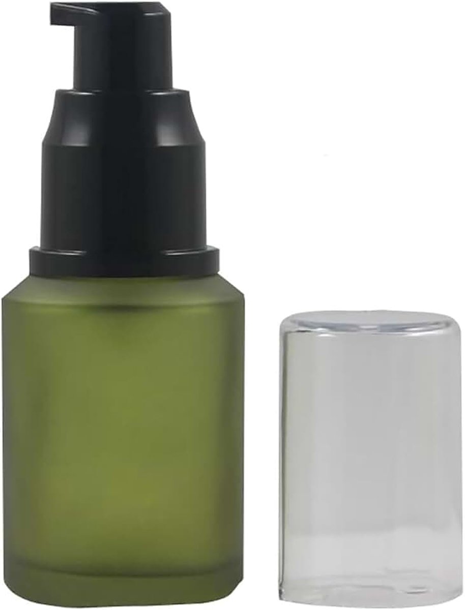 1Pcs 60Ml 2oz Frosted Lege Glas Cosmetische Crème Lotion Pomp Fles Met Zwarte Pomp Hoofd En Anti-Stof Cap Voor Schoonheid Vloeibare Essentiële Olie Crème Emulsie Reizen Containers
