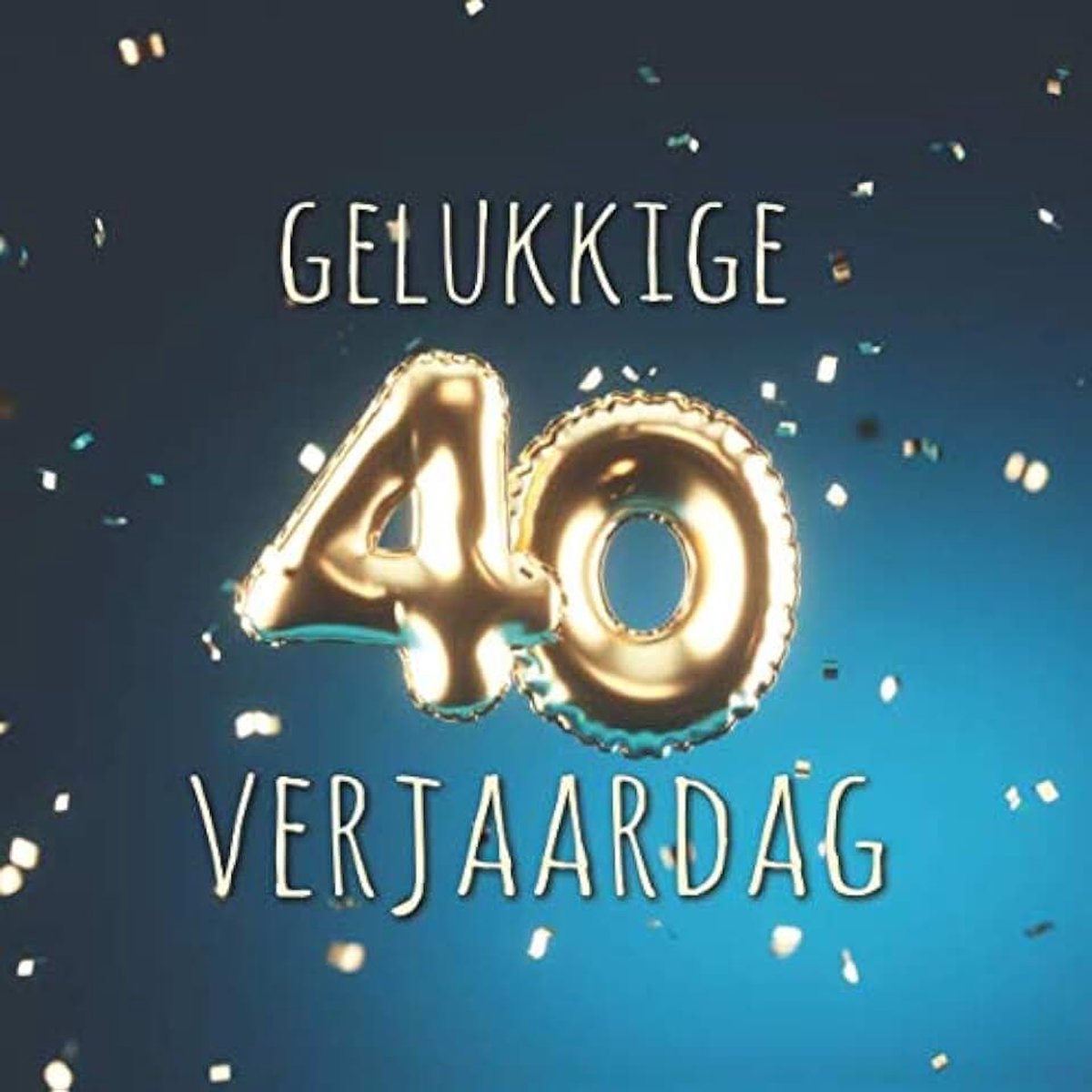 40e Verjaardag: Gastenboek voor de Verjaardag - Ballonnen Goud-Blauw