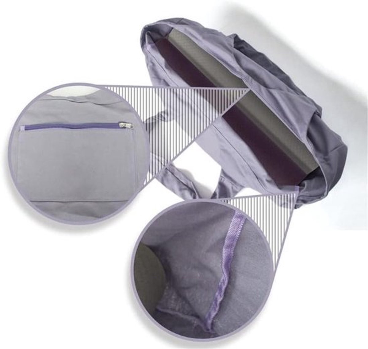 Grote Yoga Mat Tas met Zijvak en Binnenzak van Canvas voor Yoga, Gym en Buitensporten - Paars