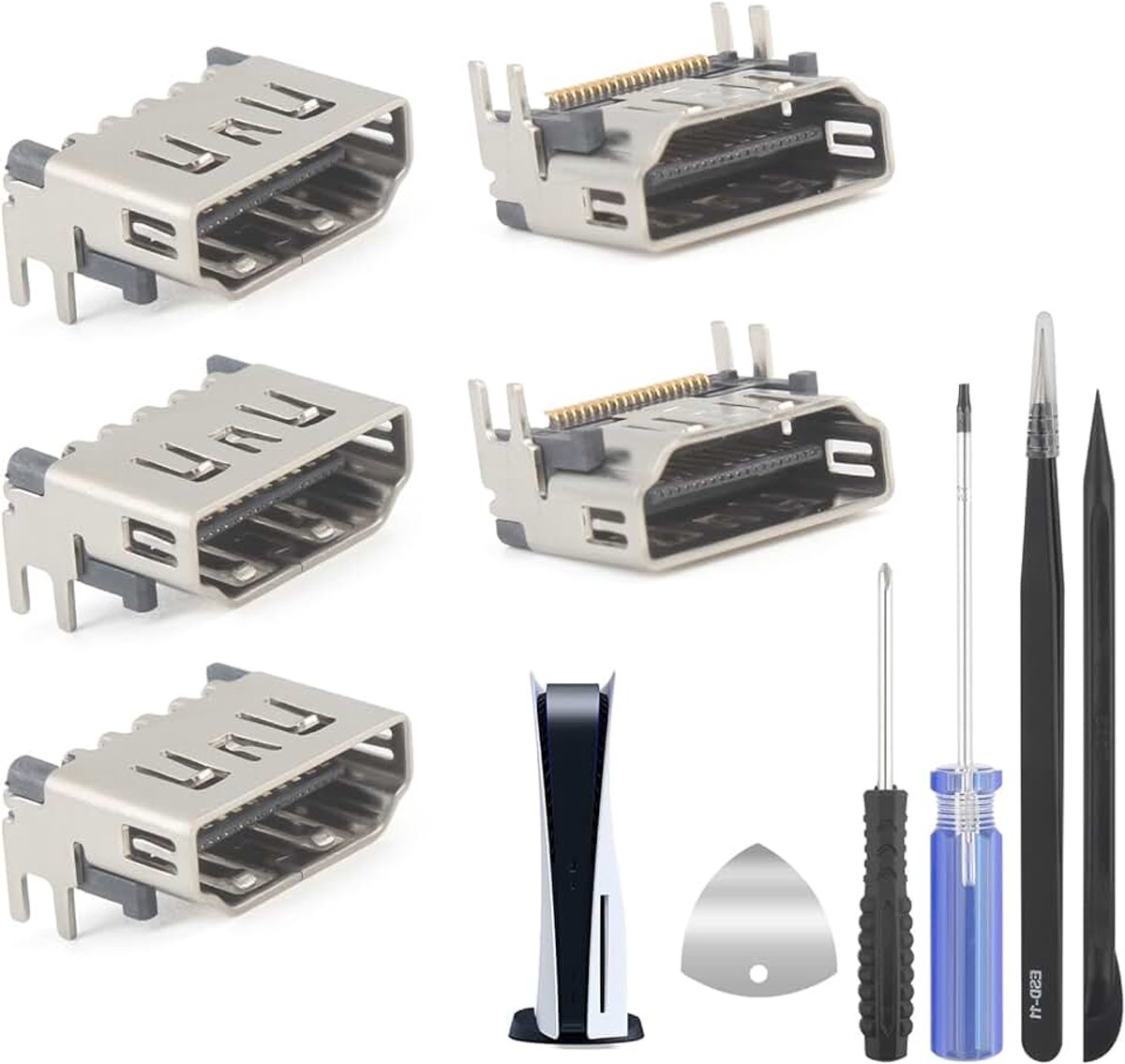 5 stuks HDMI poortaansluiting Socket Interface Connector voor Sony Playstation 5 (PS5) Digital Edition/UHD + Gereedschap