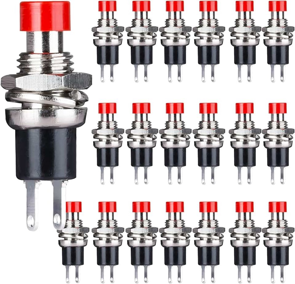 1A 250 V AC SPST Normal open (NO) Momentary switch 2-pole Mini microswitch black cap 20 pieces