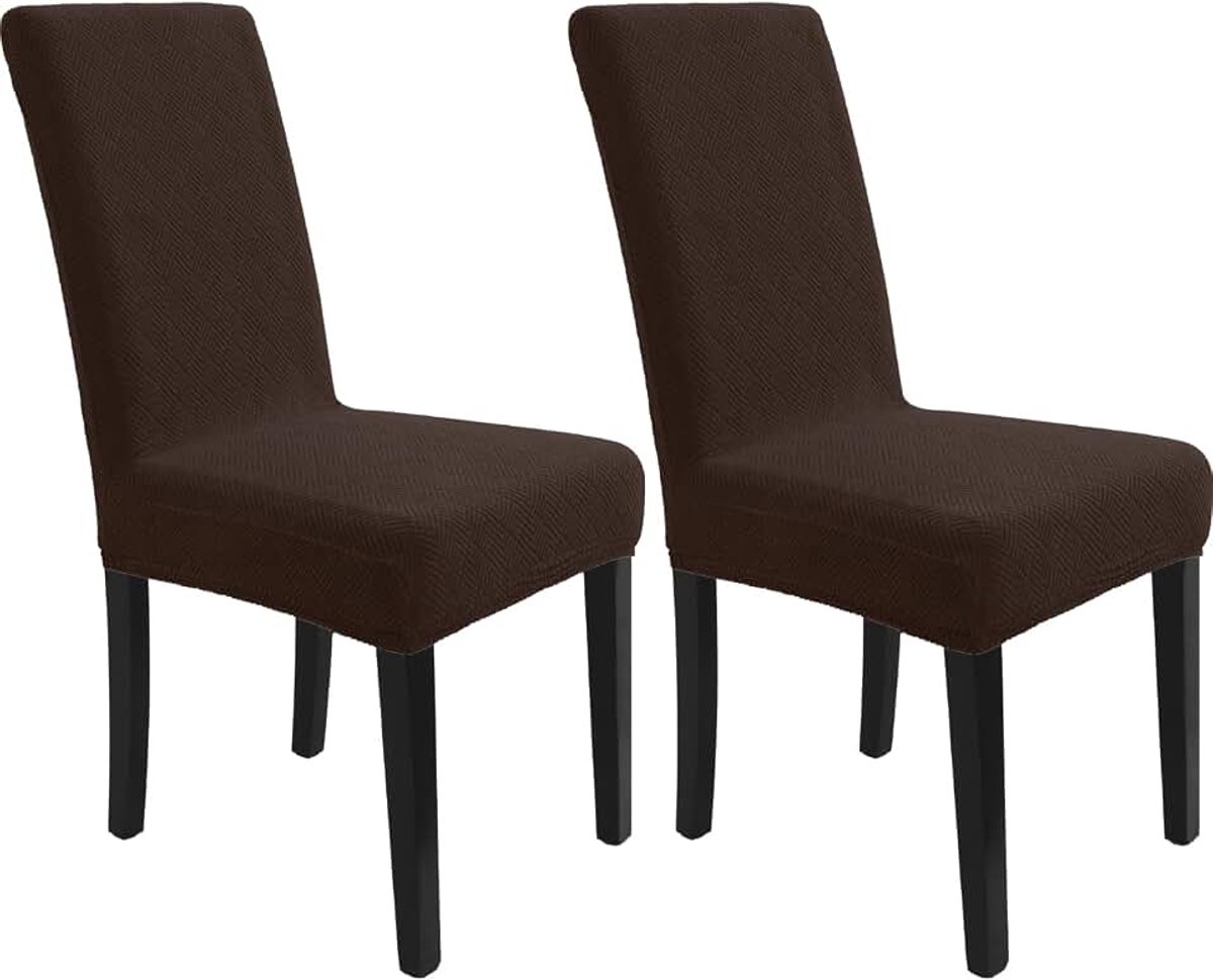 Eetstoelhoezen 2 Stuks, Elastische Stoelbeschermer Verwijderbare Wasbare, Universele Stoelhoezen Moderne voor Eetkamer,Hotel,Banket,Bruiloft,Feest, Bruin