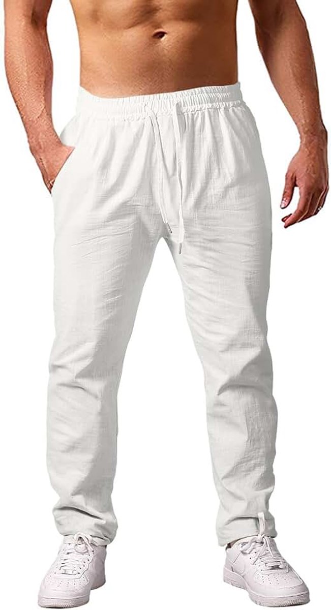 Katoenen zomerbroek voor heren, comfortabele broek met zakken voor heren, voor strand