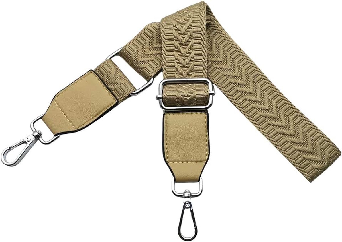 Schouderriem voor handtas, heuptas voor dames, verstelbaar, met karabijnhaak, zilver, 3,8 cm breed, riem met leer voor crossbody, doe-het-zelf accessoires, kaki, U2-24