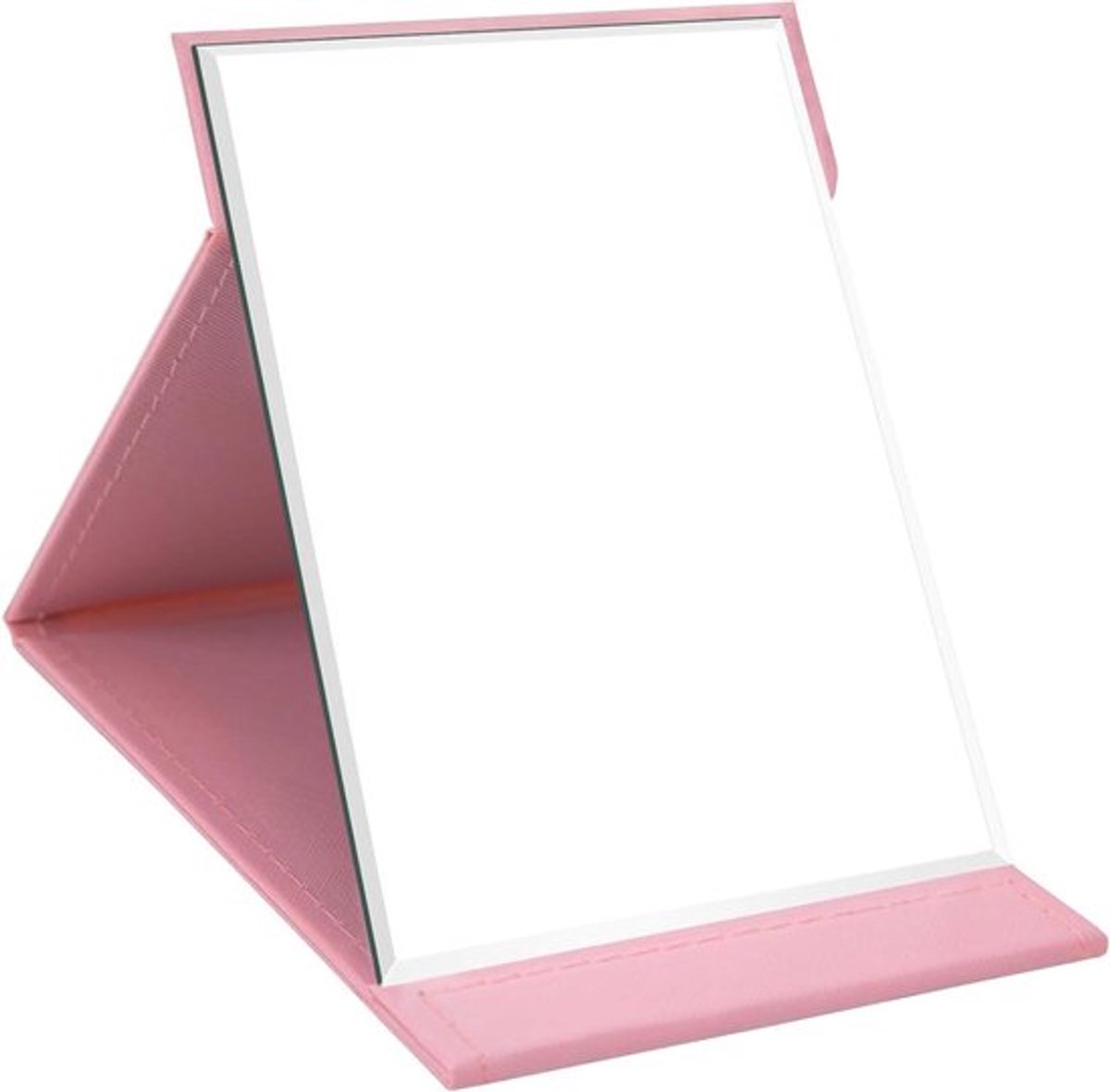 Klapspiegel met Multi Stand Hoek, Reisspiegel - Super HD Make-up Spiegel - Opvouwbare spiegel - PU-lederen Hoes - Inklapbare Spiegel - Roze - 21x15cm.