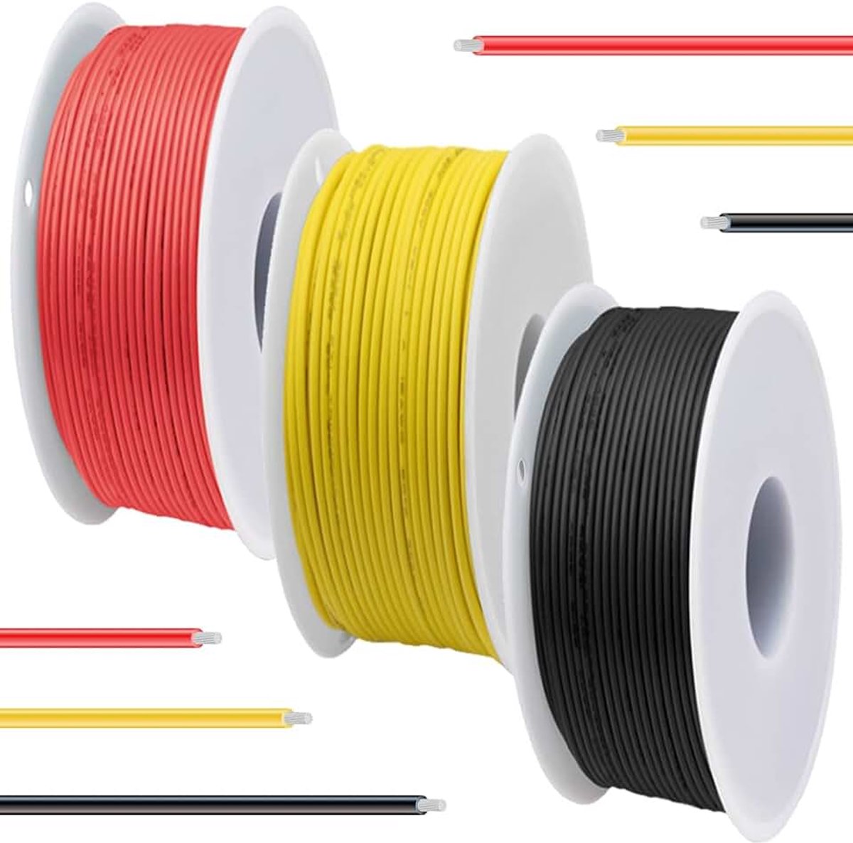 Draad, 18 gauge, 600 V, 18 AWG, gevlochten vertind koperdraad, 3 kleuren (zwart, rood, geel), 7 m, elke elektrische aansluitkabelkit voor 3D-printer