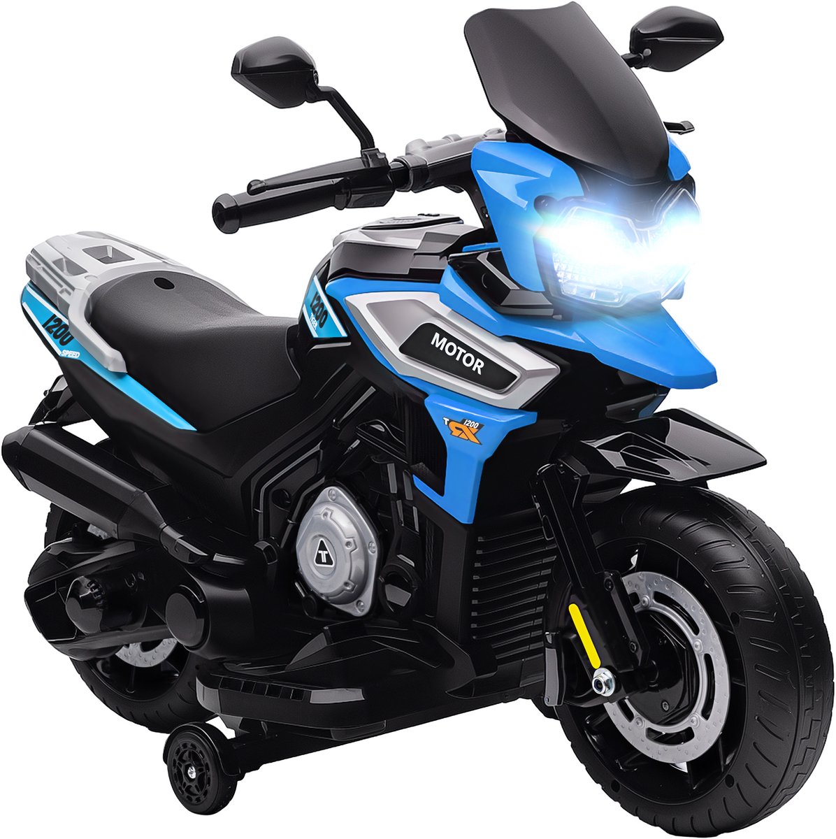 AIYAPLAY elektrische rijdende motorfiets - PP, metaal - 85,5 x 44,5 x 56 cm - blauw