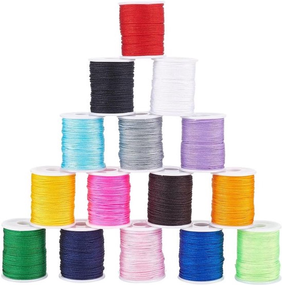15 Kleuren 0.8mm Nylon Draad voor Armbanden, Macramé Koord en Kumihimo Kralen voor Sieraden Maken en DIY Ambachten