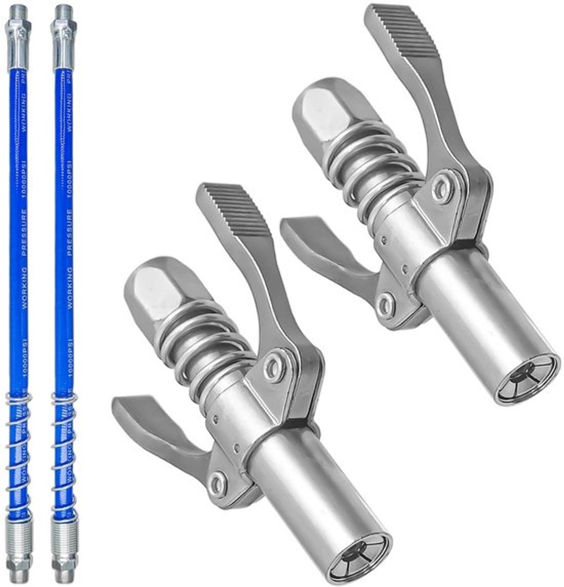 Dubbele Handgreep Vetpers Nozzle Set met 30 cm Slang, Geschikt voor M6/M8/M10/M12/M14, Ideaal voor Vetnippels en Conen Lubricatie