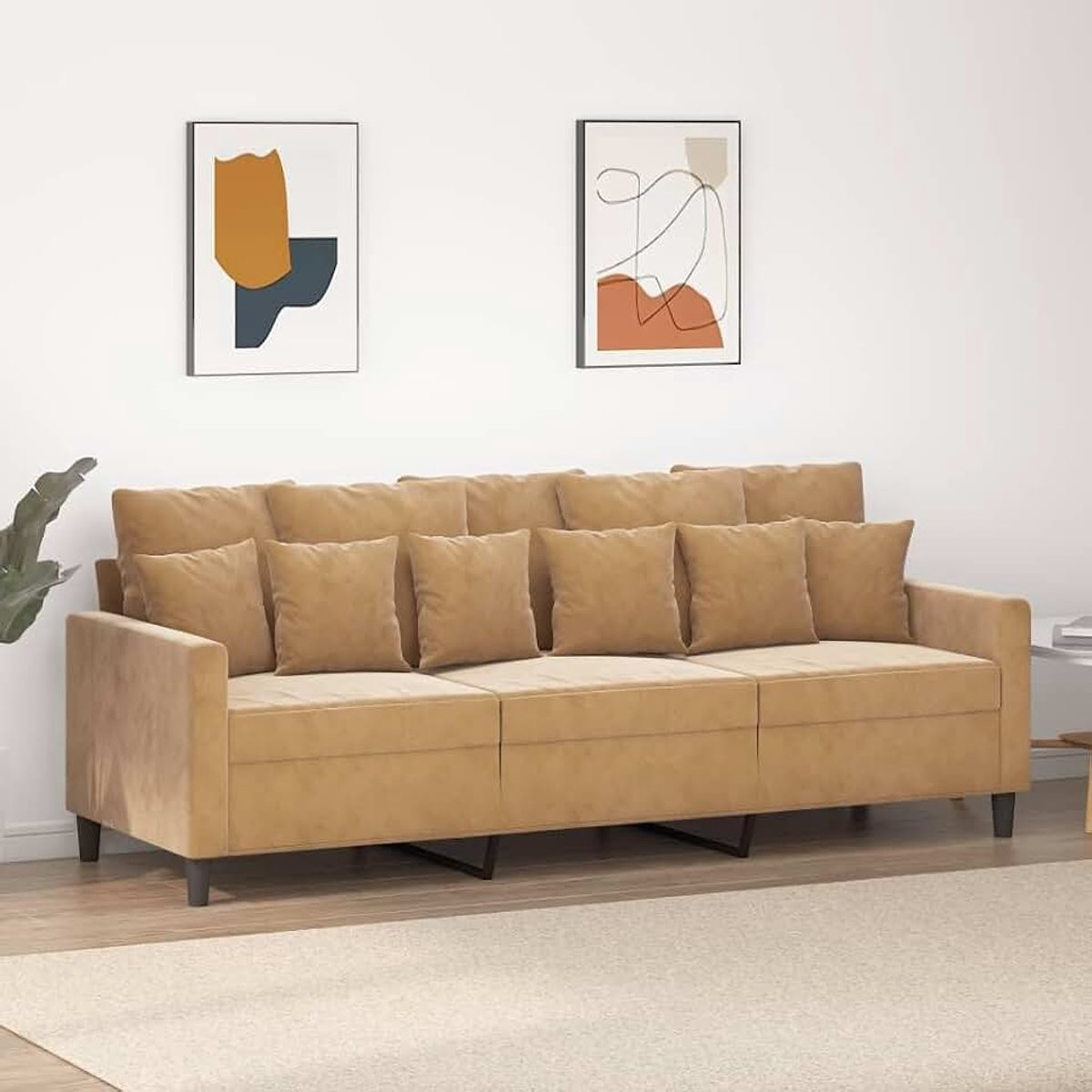 3-zitsbank, bruin, slaapkamerbanken, kantoorbanken voor gastenverblijf, 180 cm, fluweel