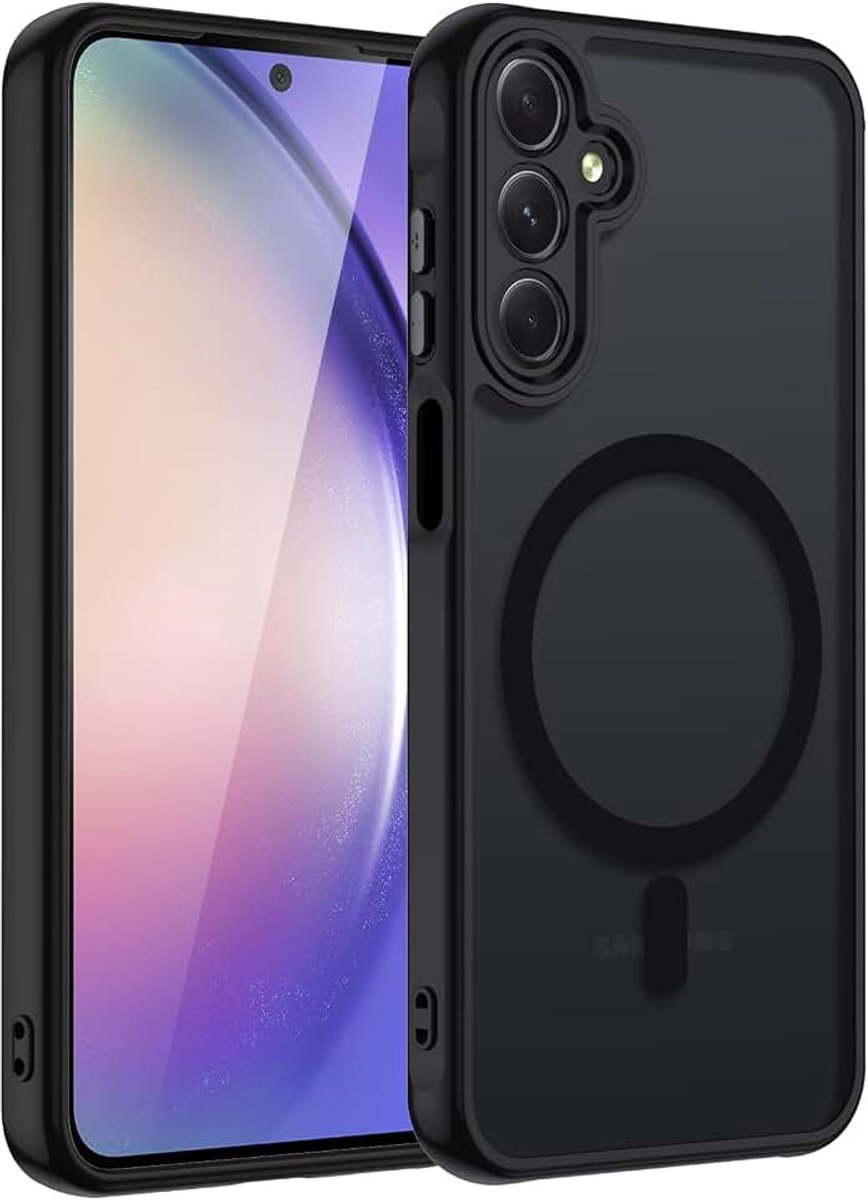 Magnetische beschermhoes voor Samsung Galaxy A54 5G, compatibel met magneet, transparant, mat, achterkant, dun, schokbestendig, militaire bescherming, hard polycarbonaat, krasbestendig