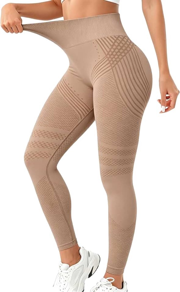 3D-compressiebroek voor dames, anti-cellulitis, compressie, hoge taille, push-up, yoga, fitnessbroek, lange sportbroek, 1 stuks