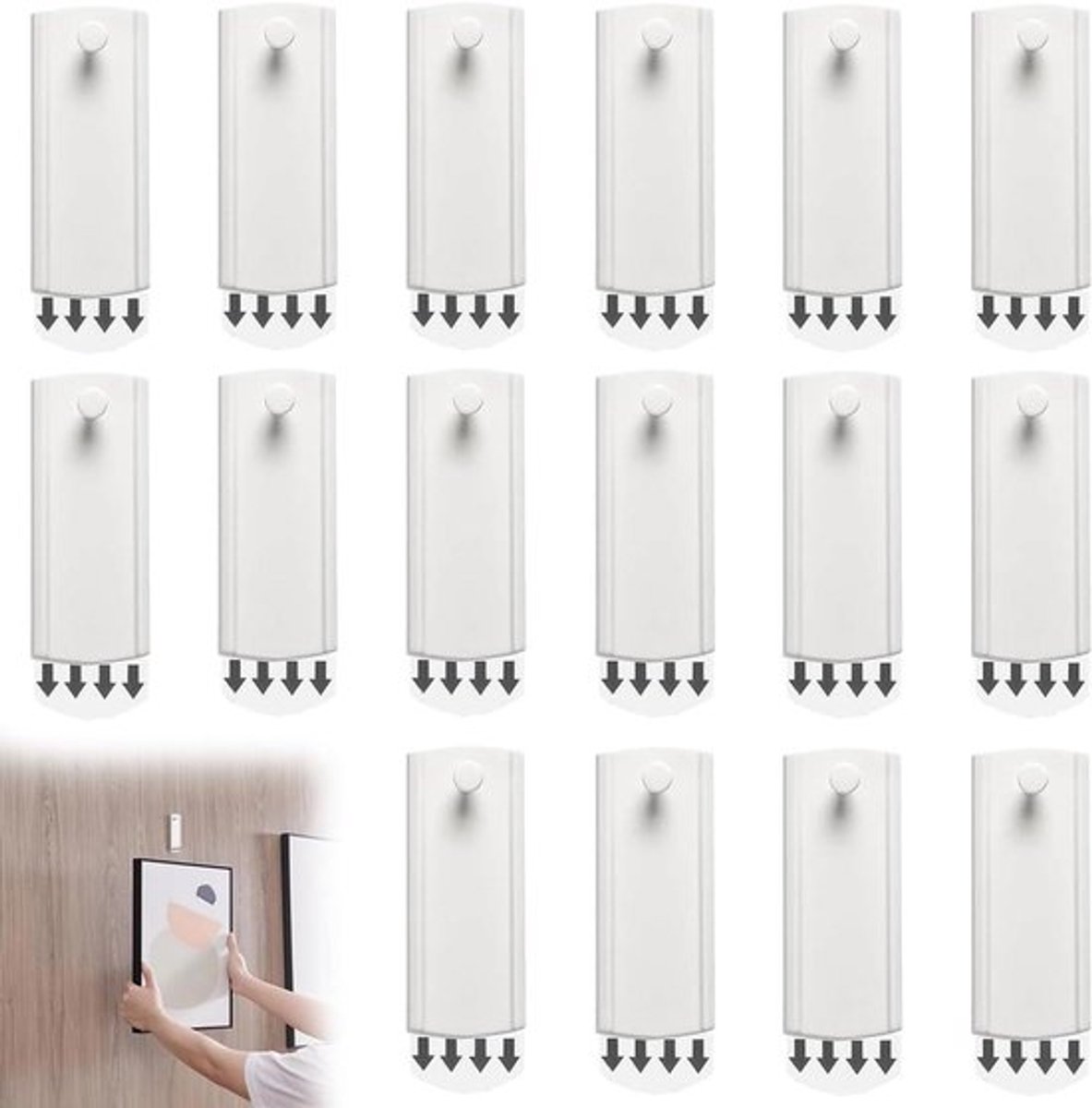 16 stuks fotohangers voor fotolijsten - zelfklevende spijkers - ophangen zonder boren - kleefhaken - foto's en posters ophangen - wit