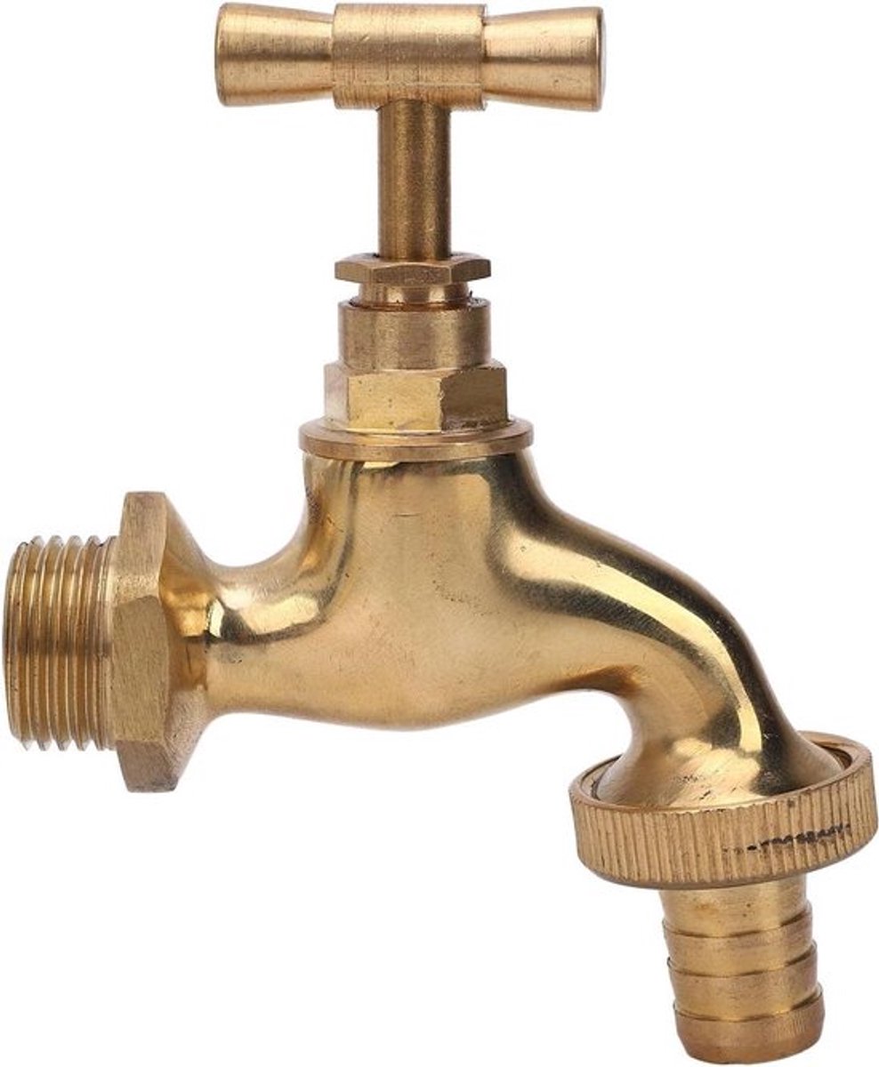 Messing tuinslangklep met 14 mm schroefdraad voor buitenwaterregeling - lekvrije irrigatieklep met mannelijke aansluiting.