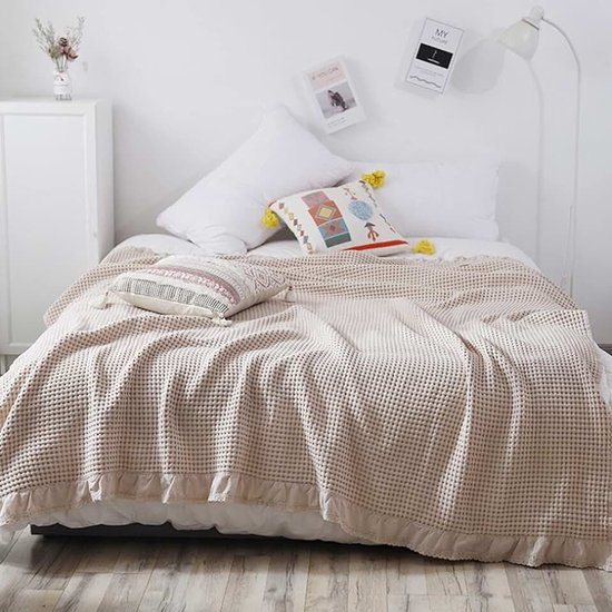 Natuurlijke katoenen gebreide deken voor bankstel bank fauteuil bed boerderij en woondecoratie I sprei deken voor tv kijken of dutje op stoel kantoor,Beige,200×230cm good Natuurlijke katoenen gebreide deken voor bankstel bank fauteuil bed boerderij en woondecoratie I sprei deken voor tv kijken of dutje op stoel kantoor,Beige,200×230cm good