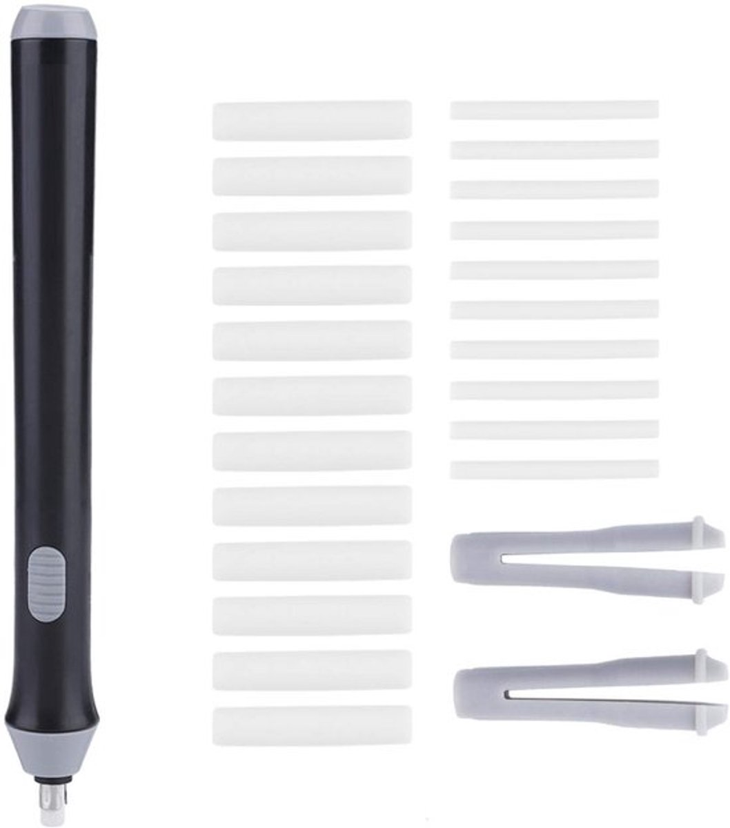 Elektrische Gummetje - Automatisch - Compact en Draagbaar - Zwart - Inclusief 22 Vervangingen - Voor Teken- en Schrijfwerk