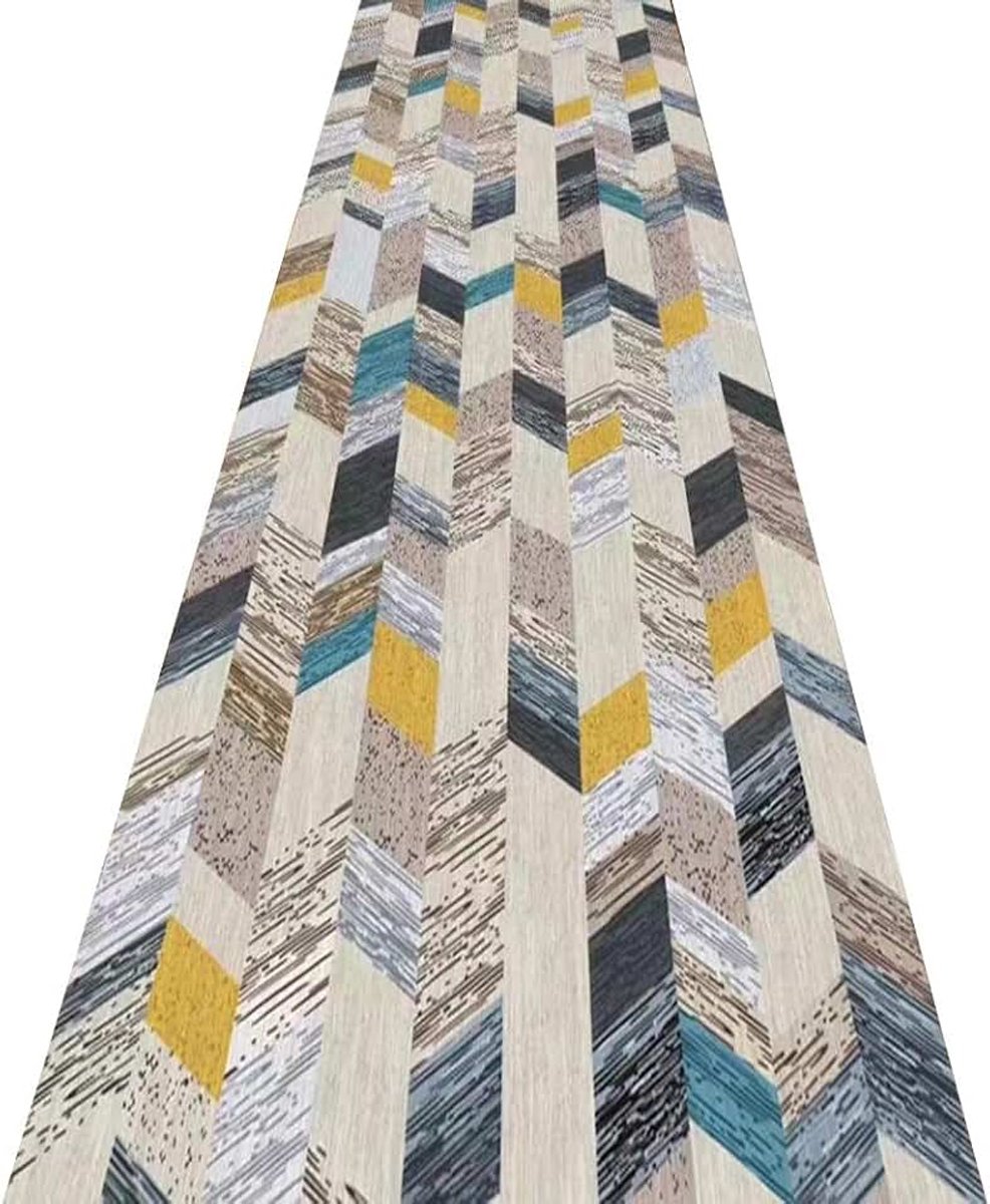 Lange loper tapijten voor hal gebied tapijten gang tapijt elegante moderne geometrische patronen antislip polyester rechthoek vloermat, maat aanpasbaar (kleur: A, maat: 1.4x8m)