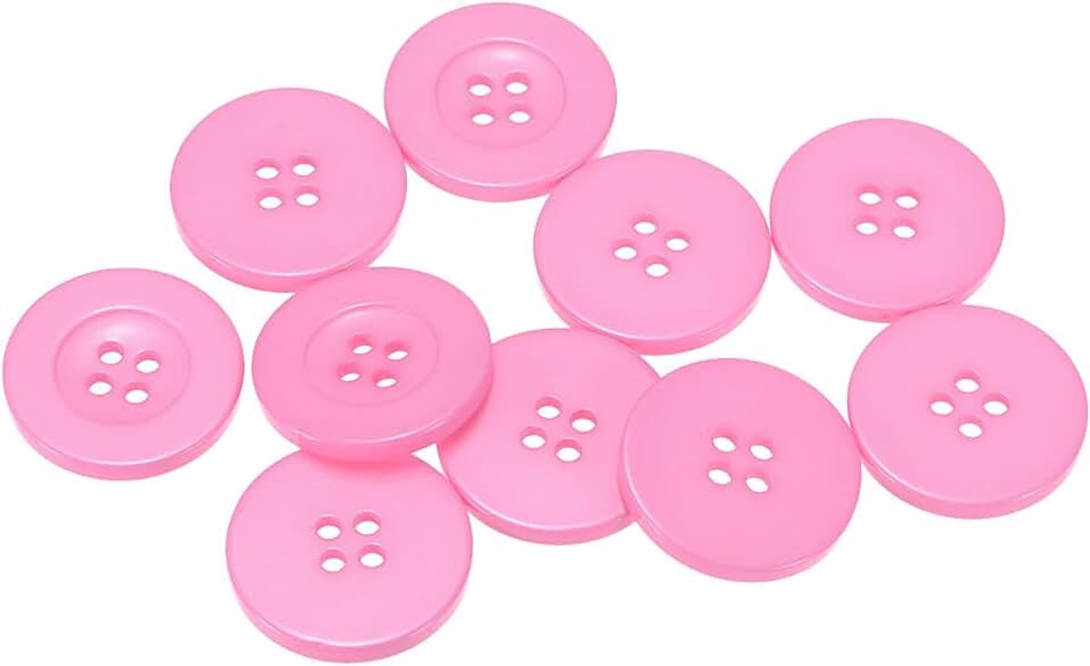 Knopen 1-1/4" (30 mm) hars rond plat 4-gaats ambachtelijke vervangingsknoppen voor mantels naaien kleding en doe-het-zelf, roze