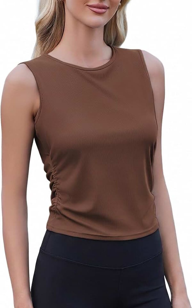 Dames Sport Tanktop Mouwloos Yoga Shirt Geribbelde Crop Top Lichtgewicht Functioneel Fitness Casual Zomer Tops
