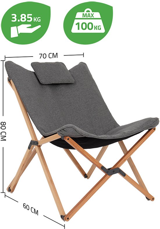 Bo-Camp - Urban Outdoor - Relaxstoel - Wembley - M - Nika - Grijs van Bo-Camp — afbeelding 2