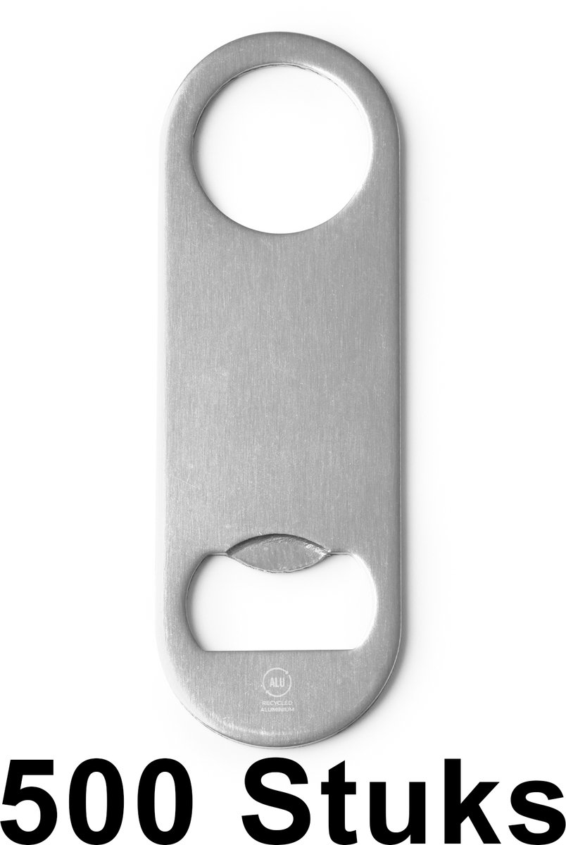 500 pack voordeel pakket Klassieke opener van gerecycled aluminium DAVY 1396 Zilver