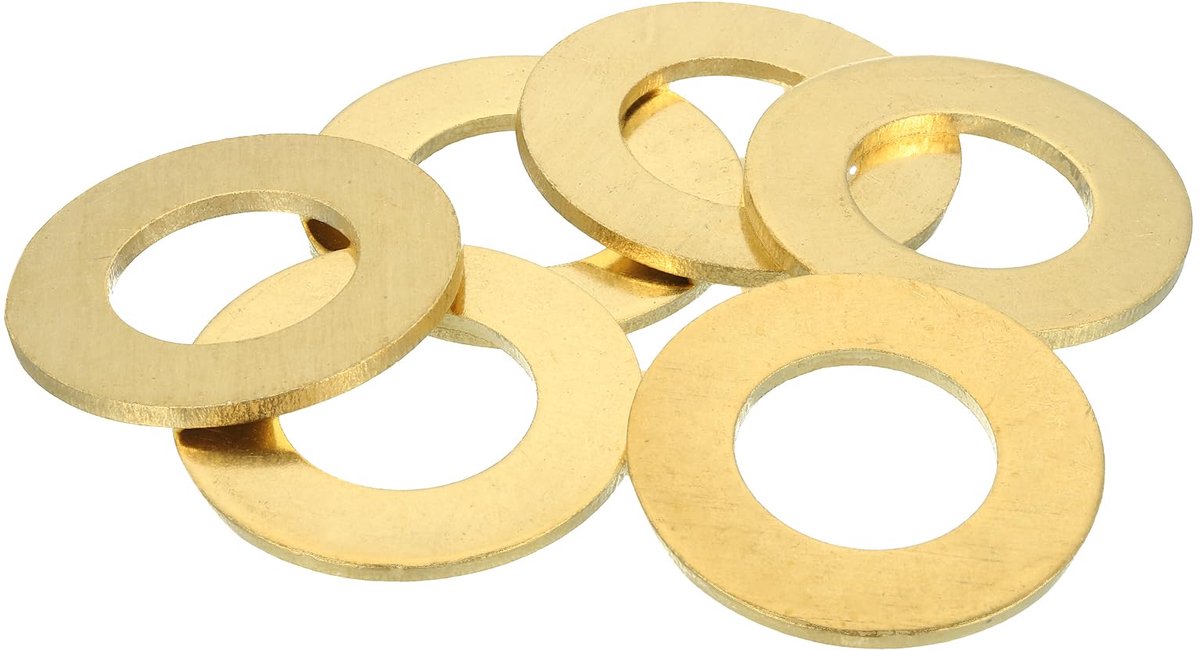 Sluitringen van messing, M24 koperen sluitringen, 24 mm DI, 44 mm DE, 2,5 mm dikte voor schroeven, reparatiemachines, bouw, 6 stuks