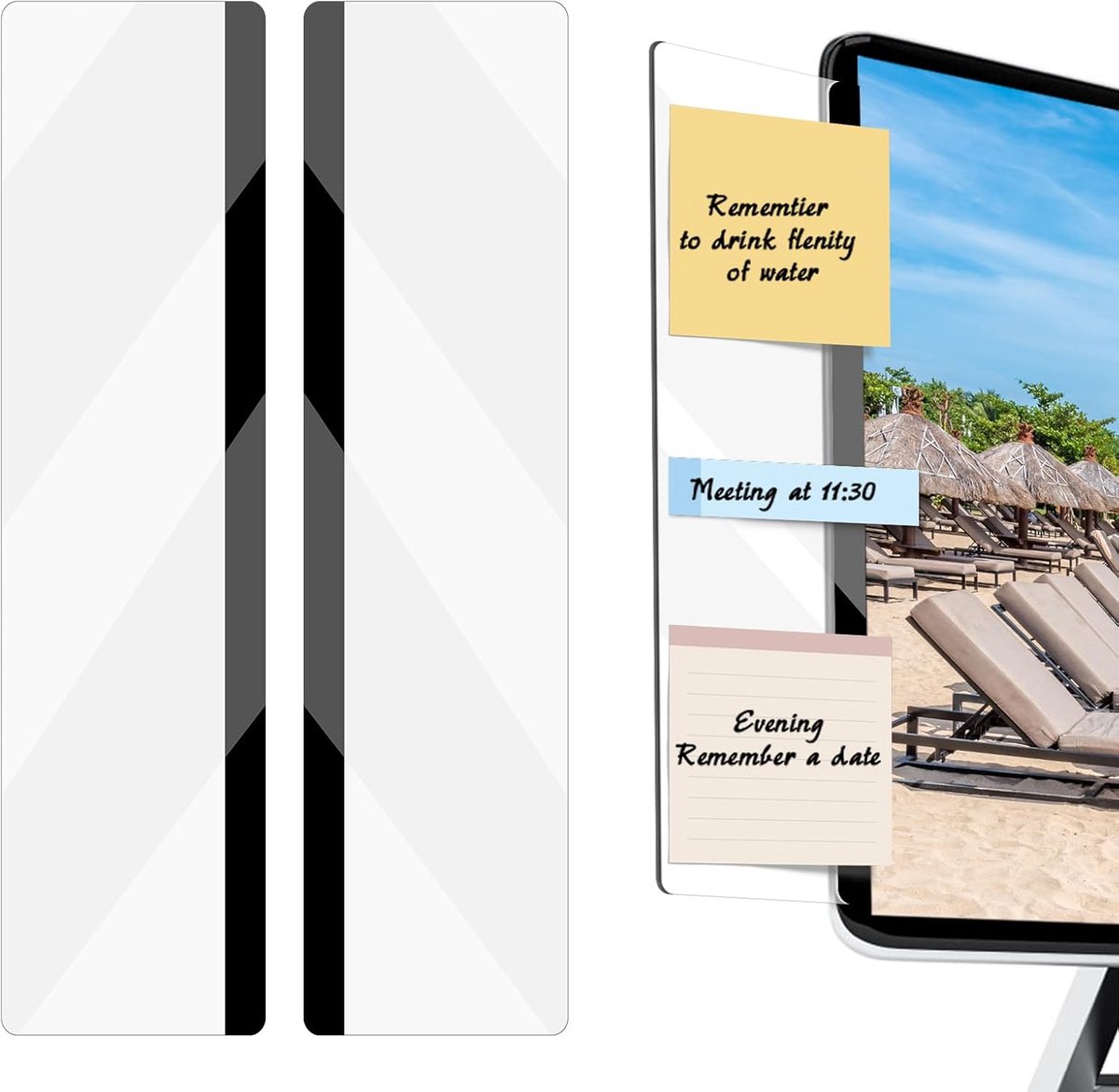 2 stuks monitormemobord, multifunctioneel memobord, ultradun computerscherm, zijpaneel voor geen randmonitoren, thuiskantoor, bureau, computeraccessoires, prikborden (links en rechts)