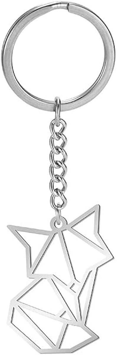 Roestvrij staal Leuke Origami Keyring Geometrische Hollow Out Animal Keychain voor Unisex Animal Lover