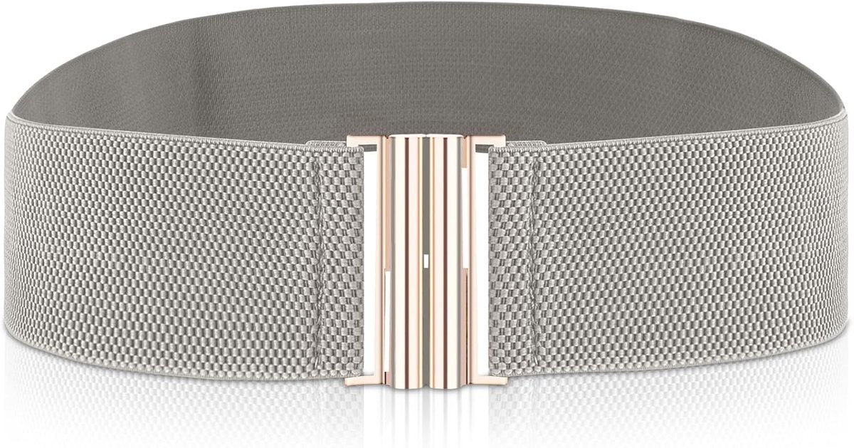 Cobee Brede rekbare riem voor dames, elastische riem, vintage, modieus, retro, verstelbaar, met gesp voor jurken