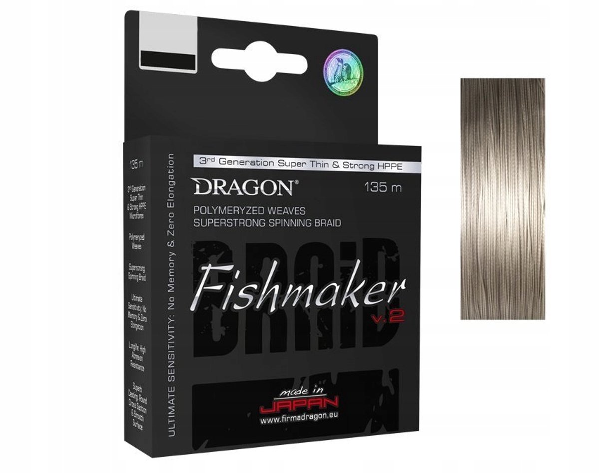 Dragon Fishmaker V.2 Gevlochten Lijn 0,16 mm x 135 m Grijs