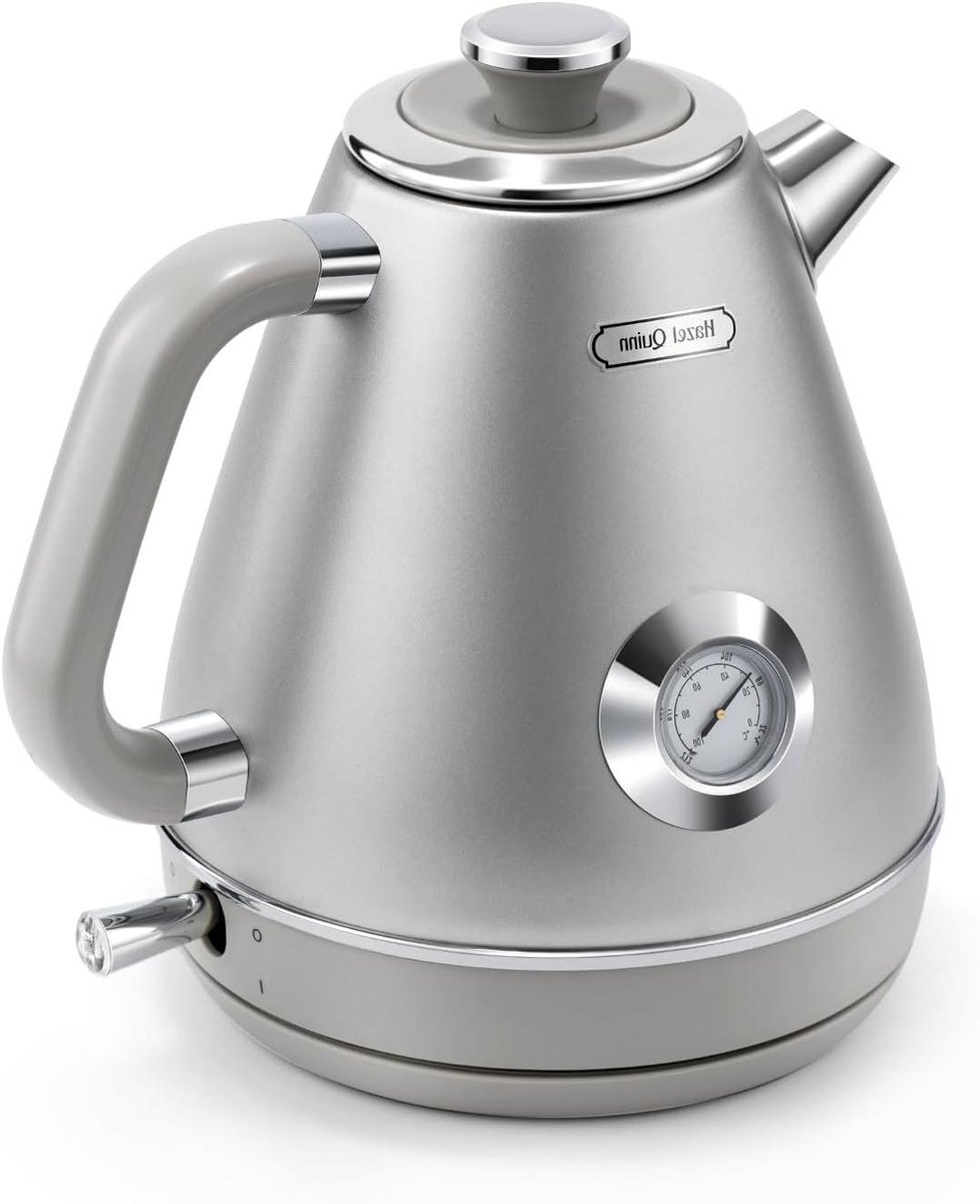 Elektrische Waterkoker - Vintage Kookketel - Snel Water Koken - Automatische Uitschakeling - 1.7 Liter - Grijs
