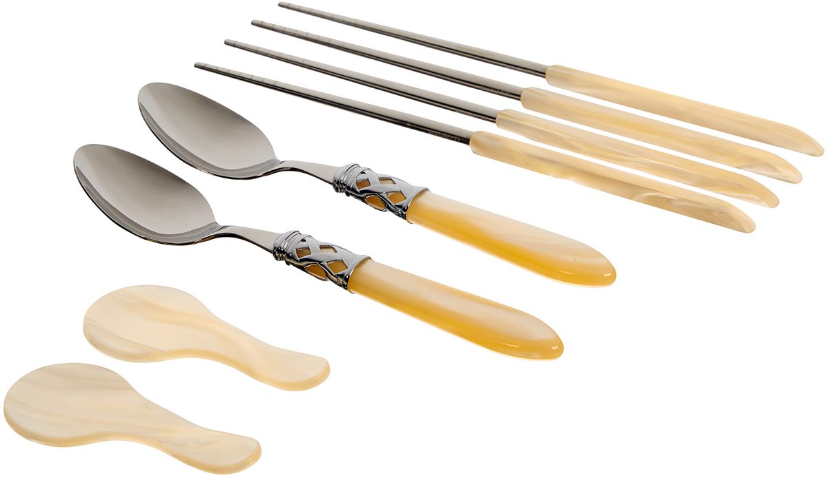 Bestekset 8 personen met vork en lepel - Acryl en roestvrij staal