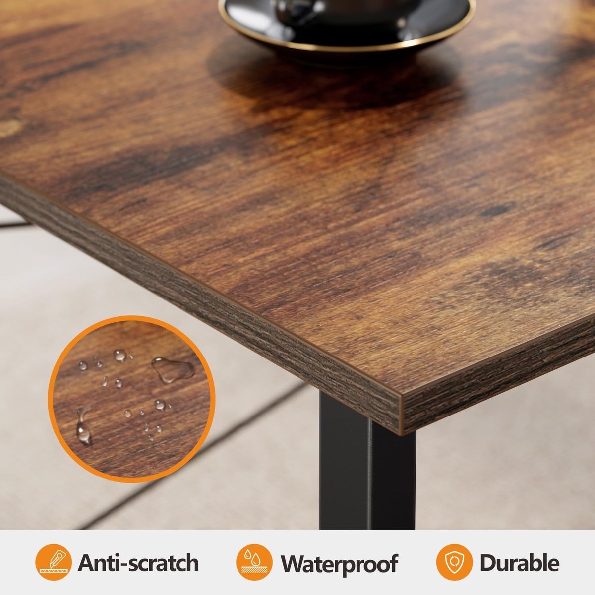 Computerbureau - Schrijftafel Werkplek - Thuiswerken Studeren - Moderne Eenvoudige Stijl - 80 x 40 cm - Bruin thumbnail 5