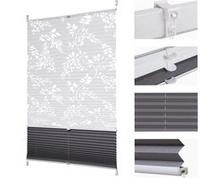 Plissé Gordijn Dag Nacht - Dubbel Plissé Gordijn - Privacy Creëren - Zonder Boren - B85 x H130 cm