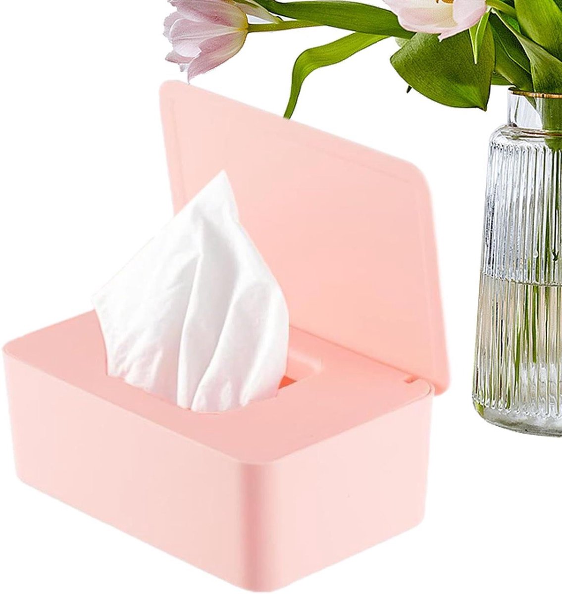Dispenser voor Vochtige Doekjes - Herbruikbare Tas - Hygiënisch Opbergen - Siliconen Afdichting - 1.0 Stuks - Roze