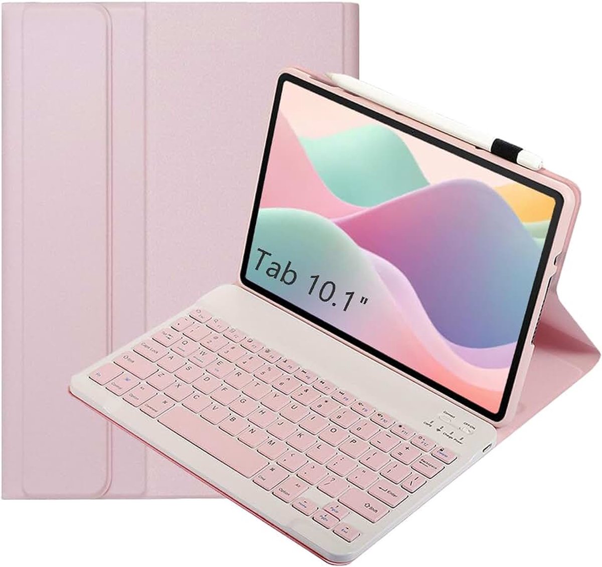 Toetsenbord hoes voor Lenovo Tab 10,1 inch TB311FU/TB311XU,roze | Hoesje met toetsenbord magnetisch afneembaar draadloos stand QWERTY