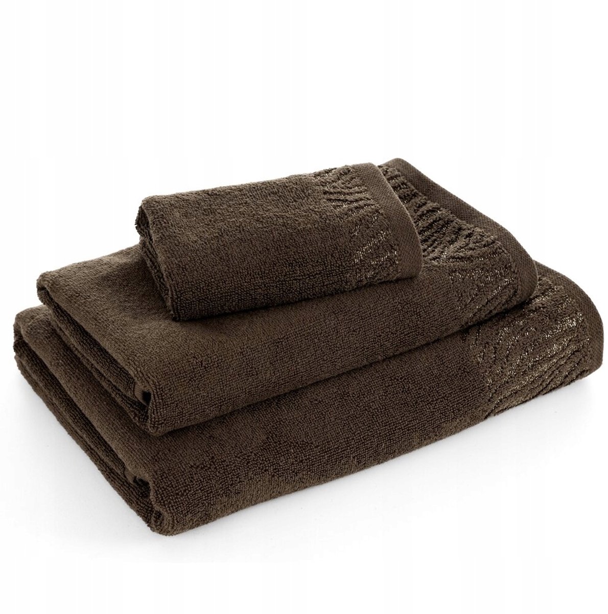 Luxe Katoenen Badhanddoek Margo 70x140cm - Bruin met Borduur