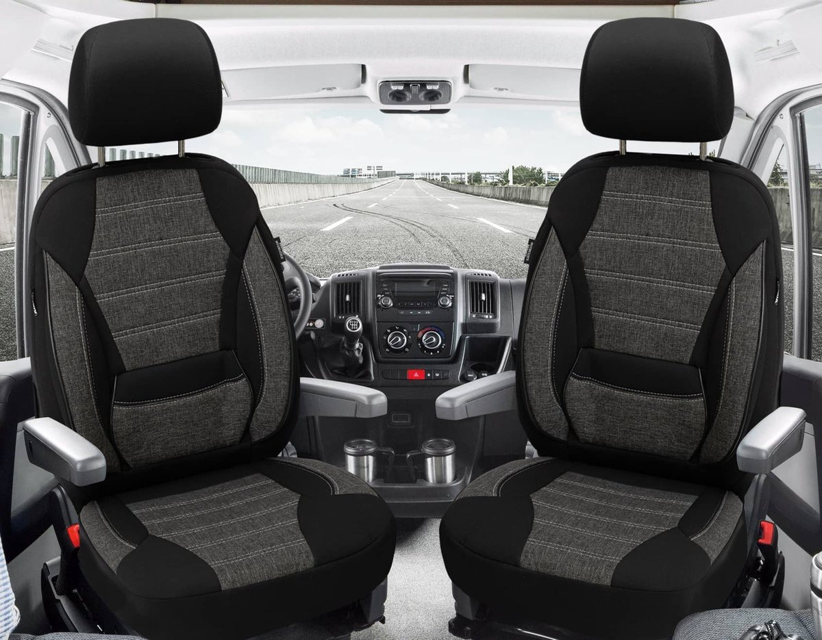 Autostoelhoezen voor Citroen Jumper II BJ vanaf 2006 – Stoelhoezen voor bestuurder en passagier in Zwart